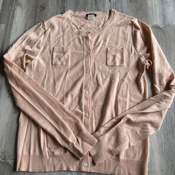 J. Crew 100% Merino Wool Button Up Cardigan Sweater Peach Color Size Small - Picture 1 of 10